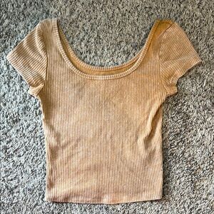 Wild Fable Golden Ribbed Crop Baby Tee